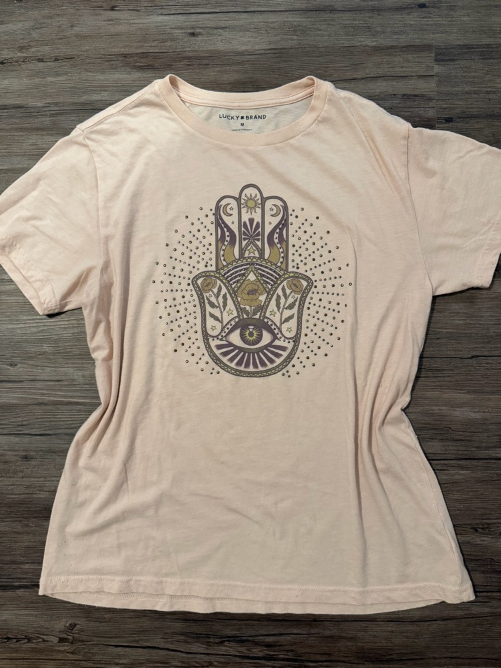 Lucky Brand Light Pink Hamsa Graphic Tee